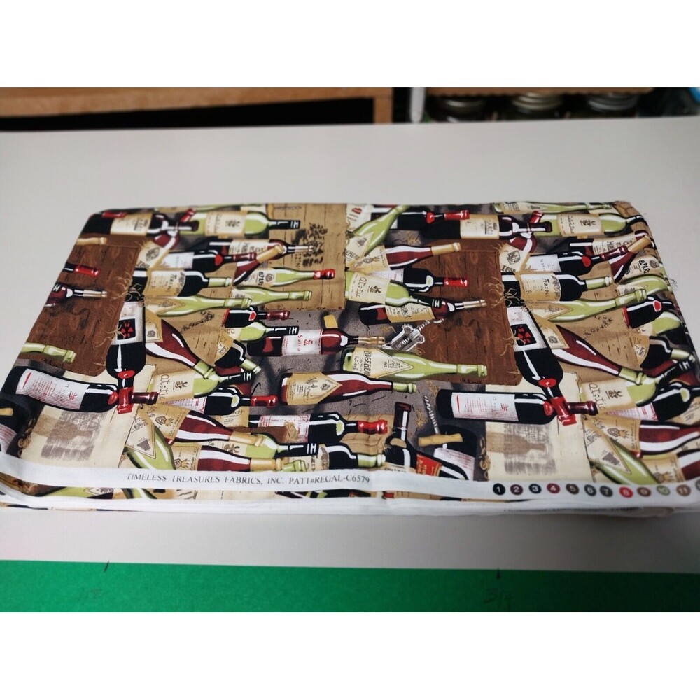 2 Yards Timeless Treasures Fabrics Regal C6579 Wine Bottles